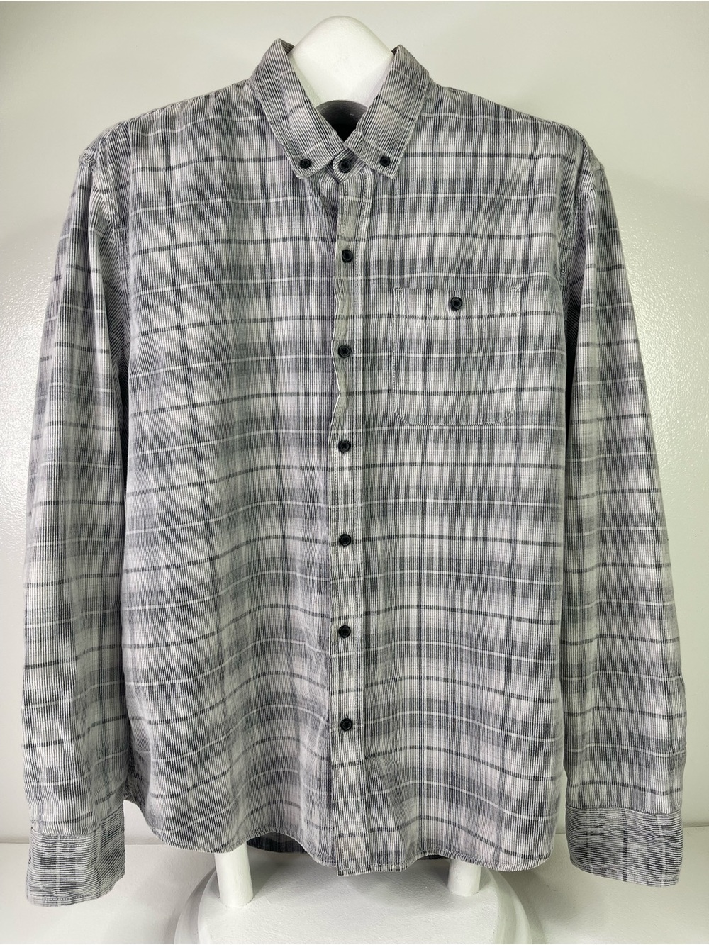 Legacy Copper & Oak Gray Plaid Long Sleeve Button Down Shirt Men's Size XL